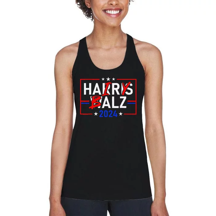 Funny Harris Walz 24 Hairy Balz 2024 Meme Democratics Vote Women's Racerback Tank