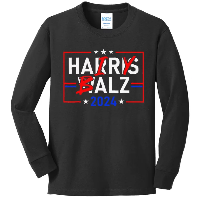 Funny Harris Walz 24 Hairy Balz 2024 Meme Democratics Vote Kids Long Sleeve Shirt