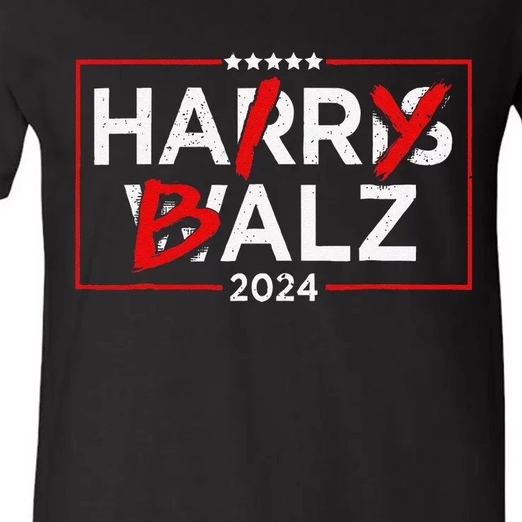 Funny Harris Walz 24 Hairy Balz 2024 Meme Democratics Vote V-Neck T-Shirt