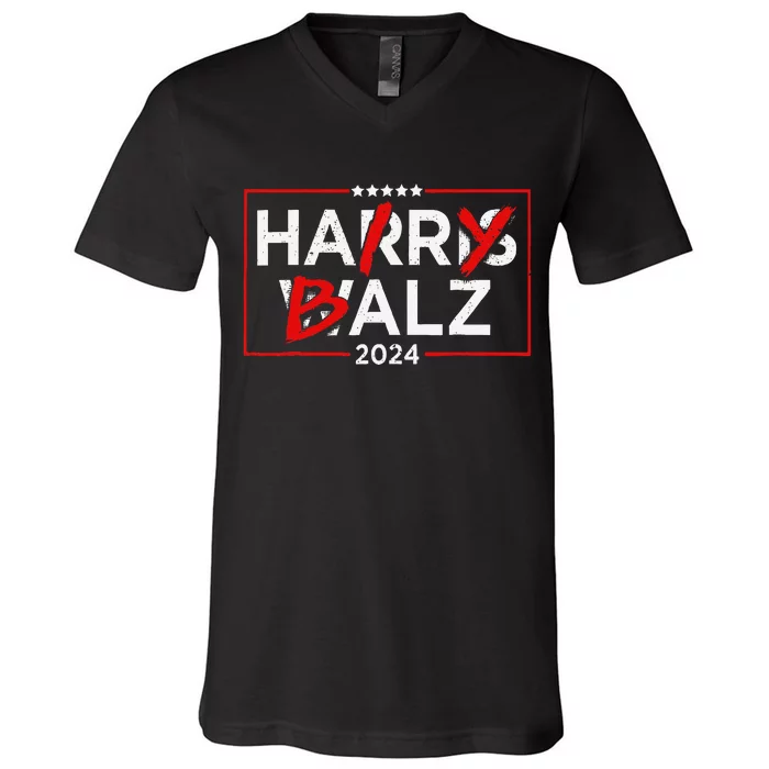 Funny Harris Walz 24 Hairy Balz 2024 Meme Democratics Vote V-Neck T-Shirt