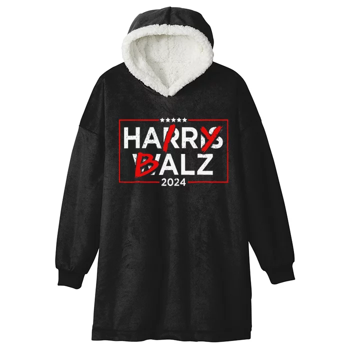 Funny Harris Walz 24 Hairy Balz 2024 Meme Democratics Vote Hooded Wearable Blanket