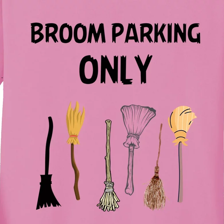 Funny Halloween Witch Lovers Costume Broom Parking Only Gift Kids Long Sleeve Shirt