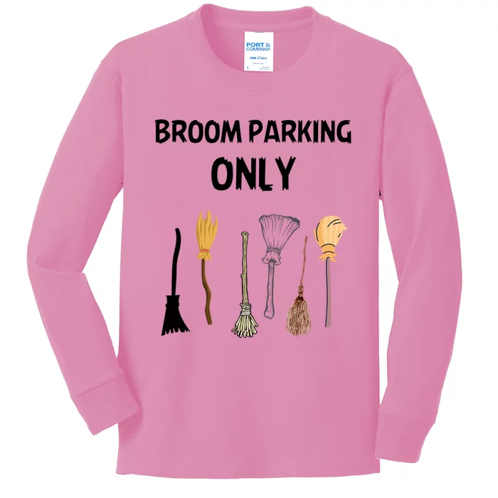 Funny Halloween Witch Lovers Costume Broom Parking Only Gift Kids Long Sleeve Shirt