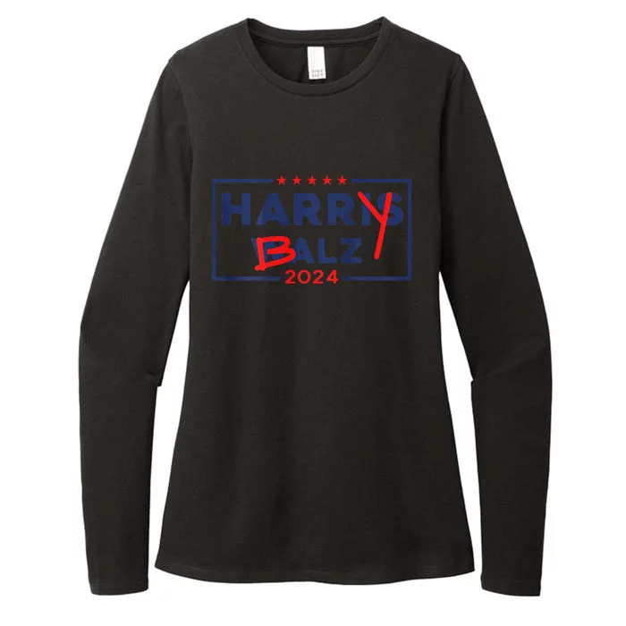 Funny Harris Walz 24 Harry Balz 2024 Meme Democratic On Back Gift Womens CVC Long Sleeve Shirt