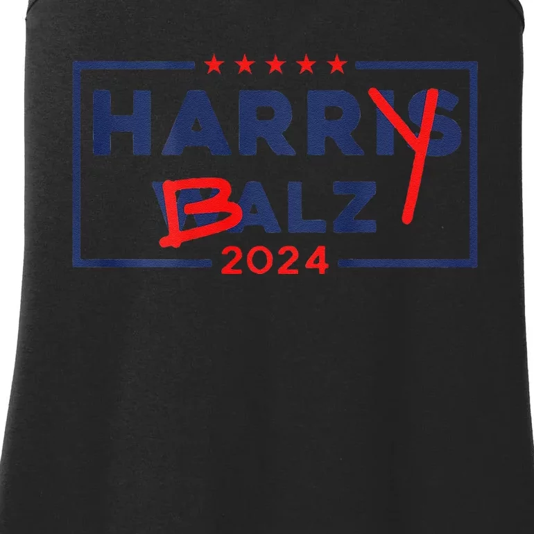 Funny Harris Walz 24 Harry Balz 2024 Meme Democratic On Back Gift Ladies Essential Tank