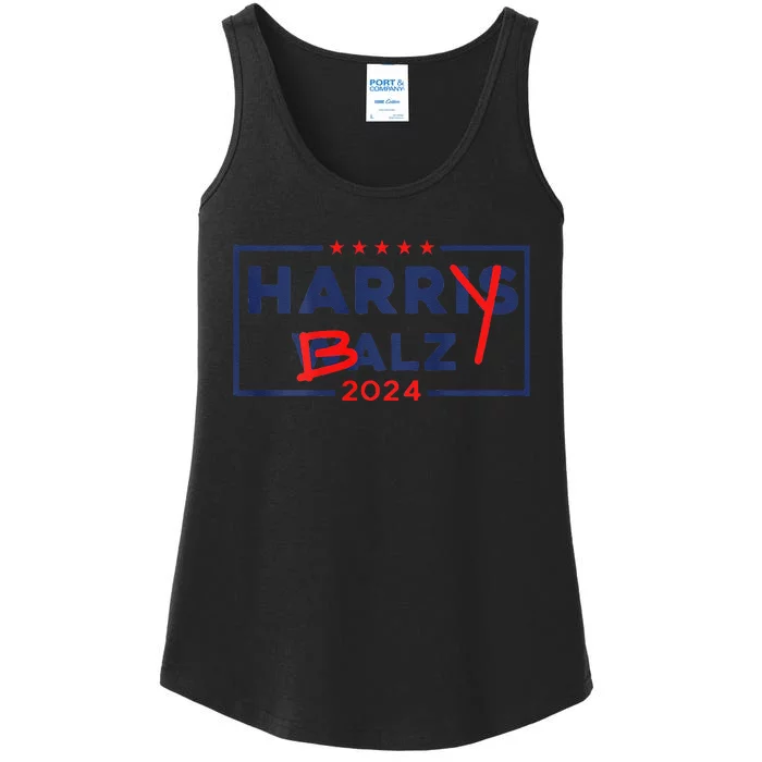 Funny Harris Walz 24 Harry Balz 2024 Meme Democratic On Back Gift Ladies Essential Tank