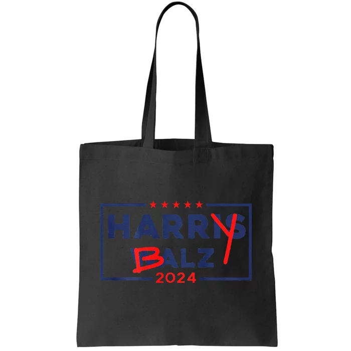 Funny Harris Walz 24 Harry Balz 2024 Meme Democratic On Back Gift Tote Bag