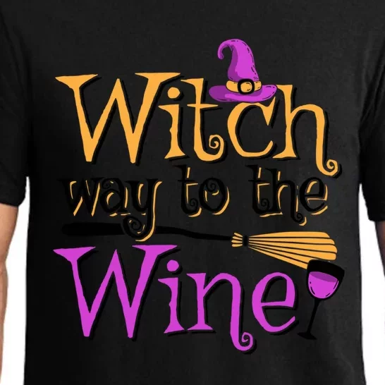 Funny Halloween Witch Way To The Wine Wine Er Funny Gift Pajama Set