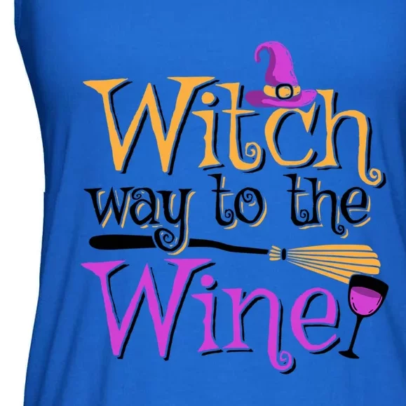 Funny Halloween Witch Way To The Wine Wine Er Funny Gift Ladies Essential Flowy Tank