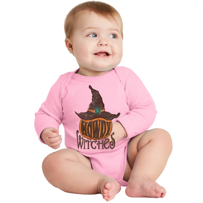 Funny Howdy Witches Western Fall Autumn Halloween Pumpkin Baby Long Sleeve Bodysuit