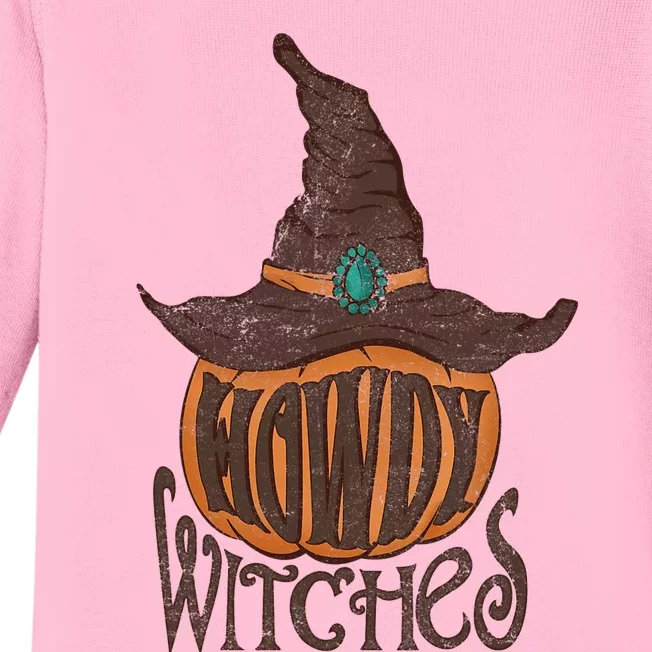 Funny Howdy Witches Western Fall Autumn Halloween Pumpkin Baby Long Sleeve Bodysuit