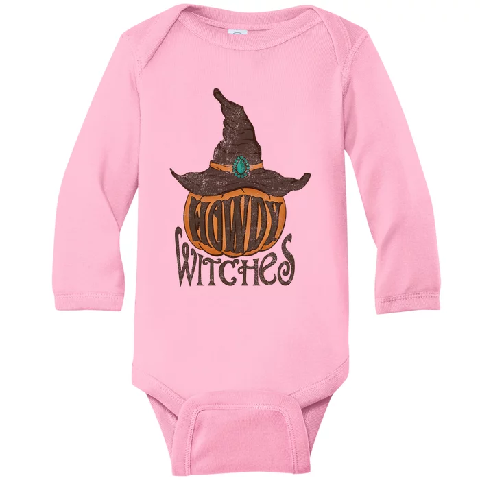 Funny Howdy Witches Western Fall Autumn Halloween Pumpkin Baby Long Sleeve Bodysuit