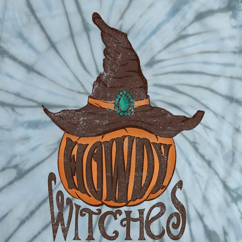 Funny Howdy Witches Western Fall Autumn Halloween Pumpkin Tie-Dye T-Shirt