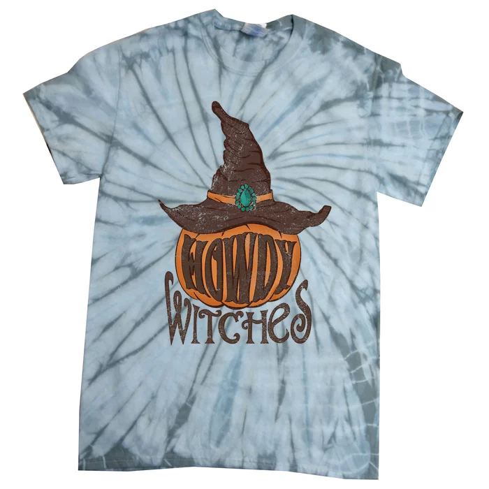 Funny Howdy Witches Western Fall Autumn Halloween Pumpkin Tie-Dye T-Shirt