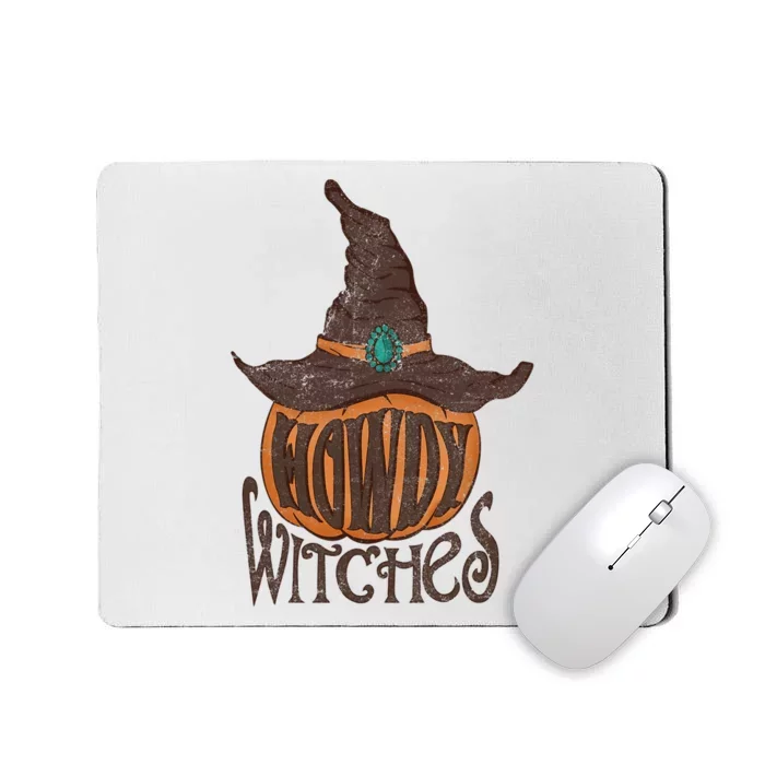 Funny Howdy Witches Western Fall Autumn Halloween Pumpkin Mousepad