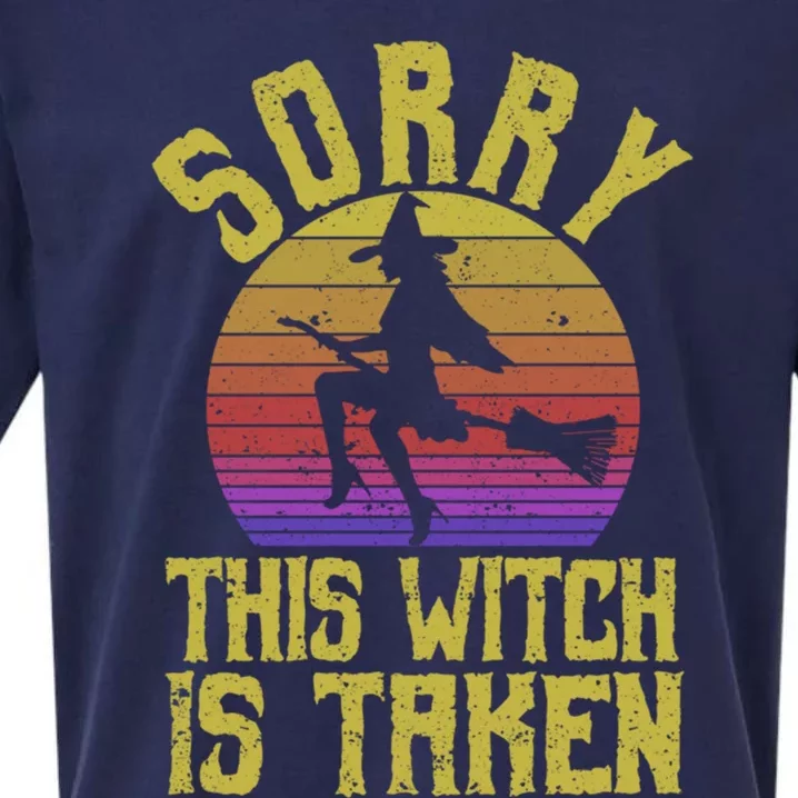 Funny Halloween Witches Marriage Sorry This Witch Is Taken Gift Sueded Cloud Jersey T-Shirt