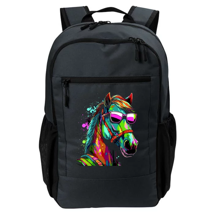 Funny Horse Wearing Sunglasses Abstract Art Daily Commute Backpack