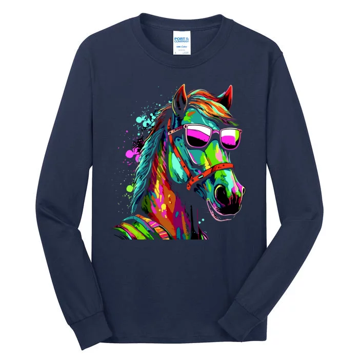 Funny Horse Wearing Sunglasses Abstract Art Tall Long Sleeve T-Shirt