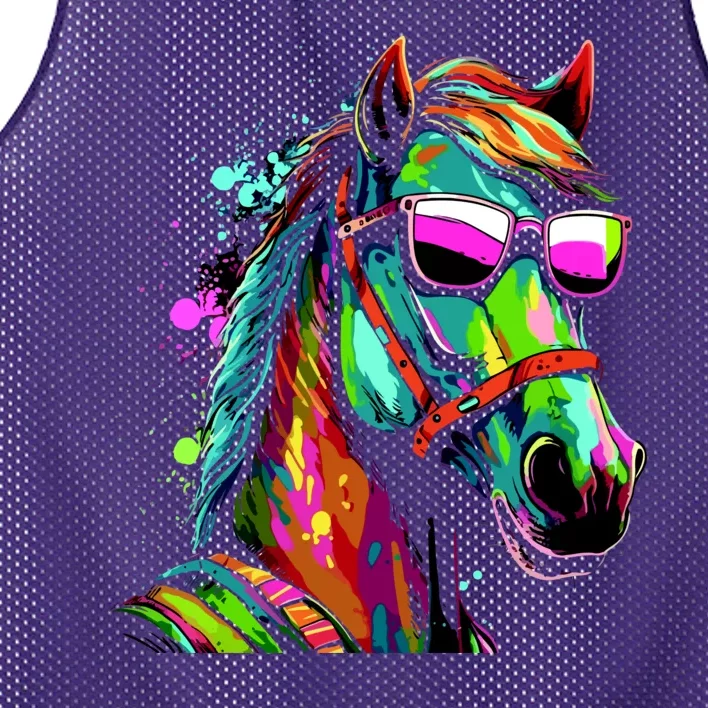 Funny Horse Wearing Sunglasses Abstract Art Mesh Reversible Basketball Jersey Tank