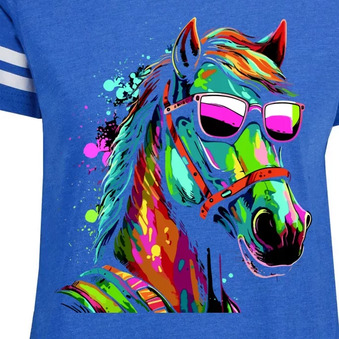 Funny Horse Wearing Sunglasses Abstract Art Enza Ladies Jersey Football T-Shirt