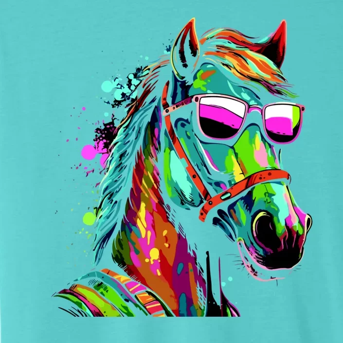 Funny Horse Wearing Sunglasses Abstract Art ChromaSoft Performance T-Shirt