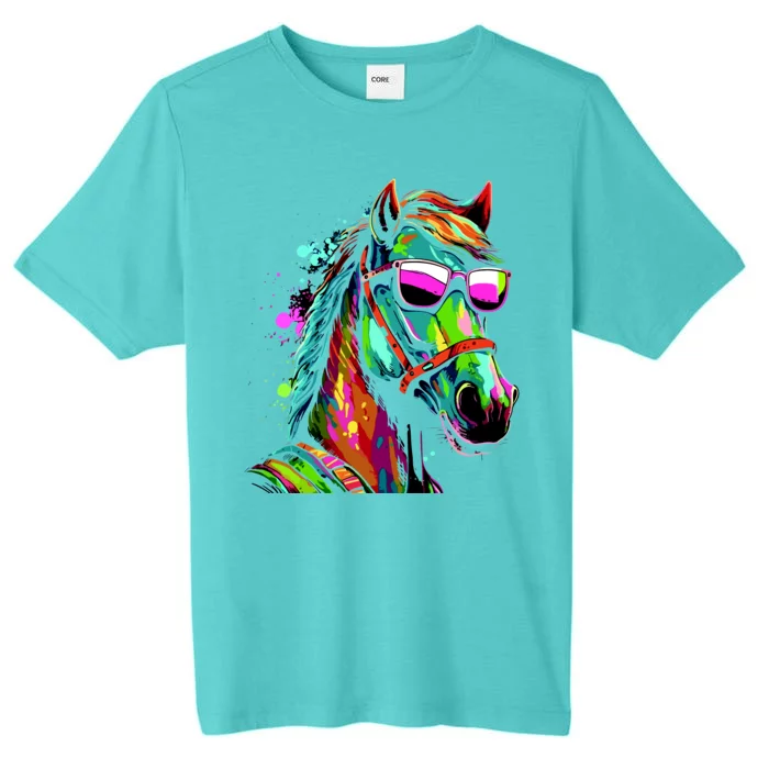 Funny Horse Wearing Sunglasses Abstract Art ChromaSoft Performance T-Shirt