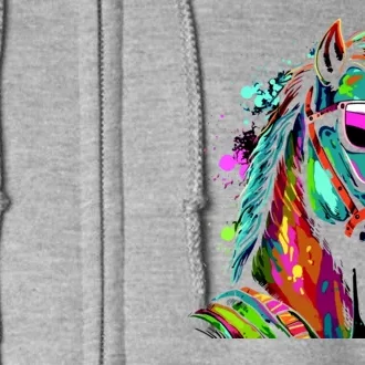 Funny Horse Wearing Sunglasses Abstract Art Full Zip Hoodie