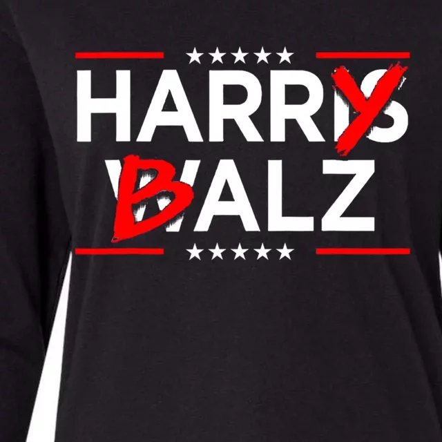 Funny Harris Walz 24 Harry Balz 2024 Meme Democratics Vote Womens Cotton Relaxed Long Sleeve T-Shirt