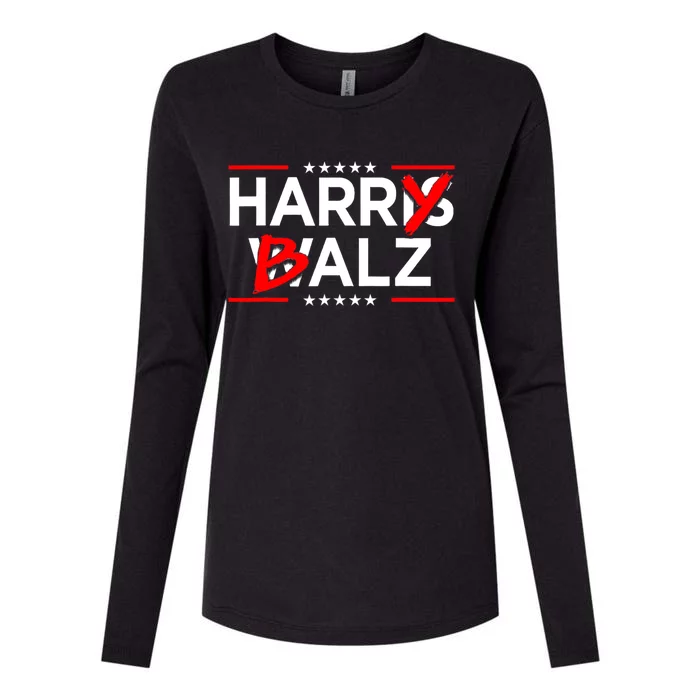 Funny Harris Walz 24 Harry Balz 2024 Meme Democratics Vote Womens Cotton Relaxed Long Sleeve T-Shirt