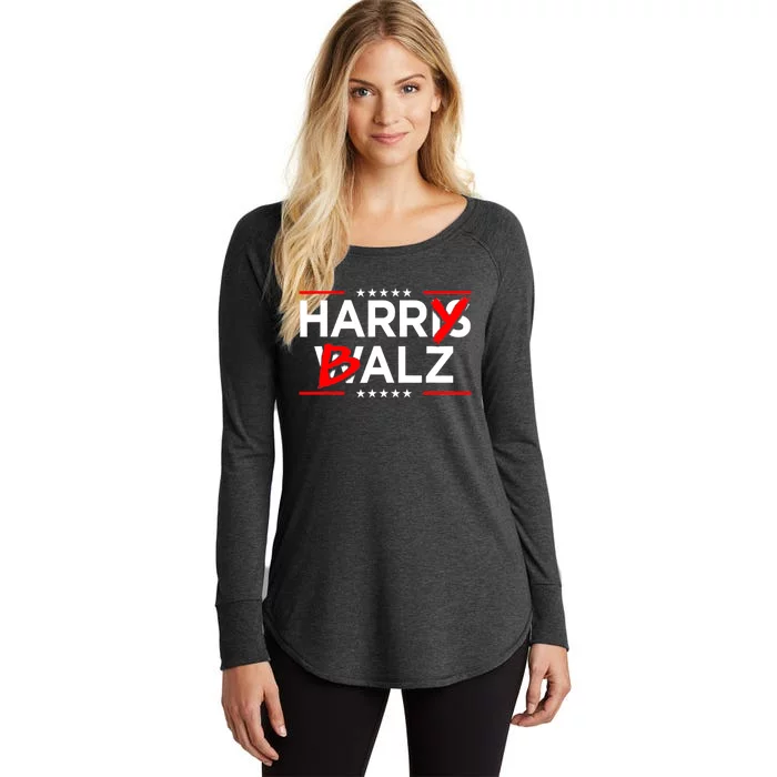 Funny Harris Walz 24 Harry Balz 2024 Meme Democratics Vote Women's Perfect Tri Tunic Long Sleeve Shirt