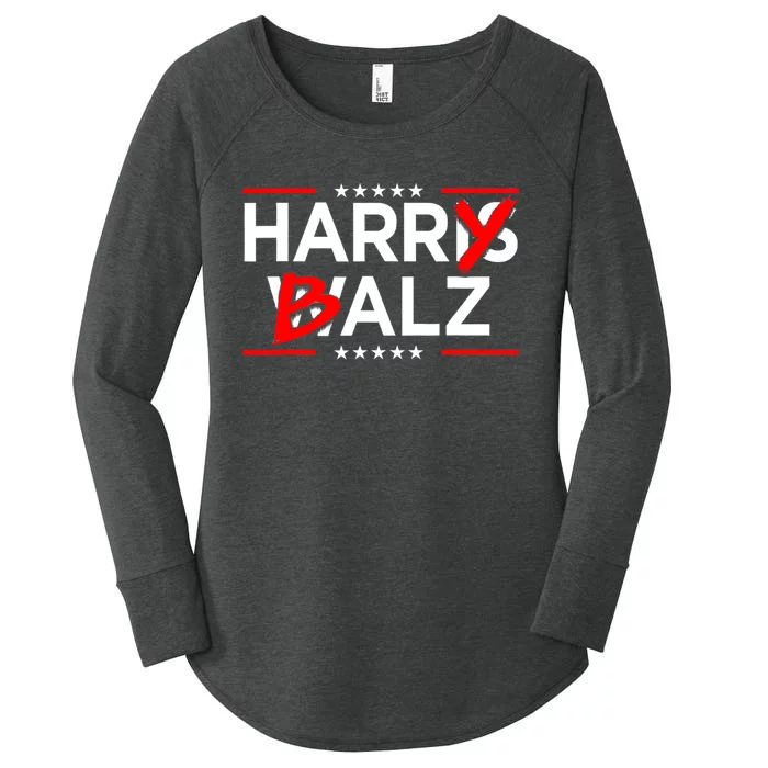 Funny Harris Walz 24 Harry Balz 2024 Meme Democratics Vote Women's Perfect Tri Tunic Long Sleeve Shirt