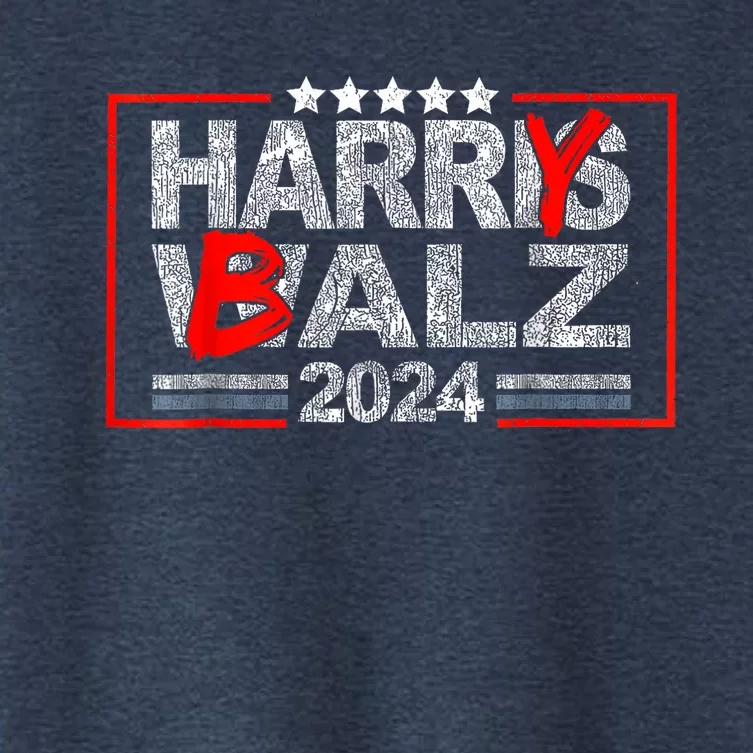 Funny Harris Walz 24 Harry Balz 2024 Meme Democratics Vote Women's Crop Top Tee