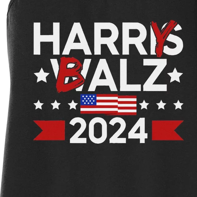 Funny Harris Walz 24 Harry Balz 2024 Meme Democratics Vote Women's Racerback Tank