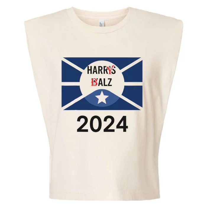 Funny Harris Walz 24 Harry Balz 2024 Meme Democratics Vote Garment-Dyed Women's Muscle Tee