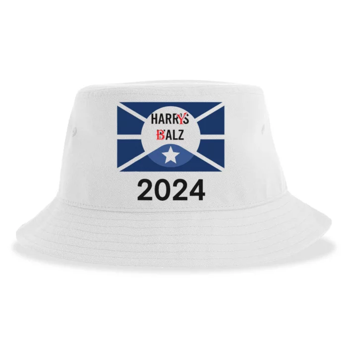 Funny Harris Walz 24 Harry Balz 2024 Meme Democratics Vote Sustainable Bucket Hat