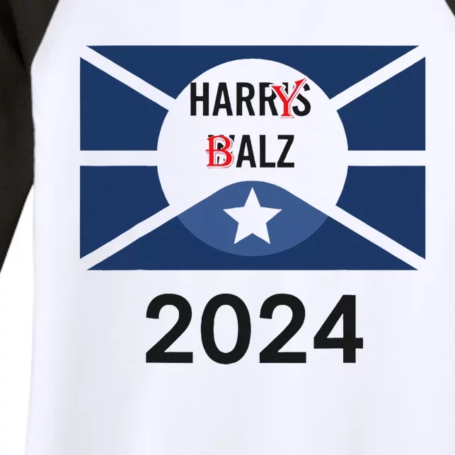 Funny Harris Walz 24 Harry Balz 2024 Meme Democratics Vote Women's Tri-Blend 3/4-Sleeve Raglan Shirt