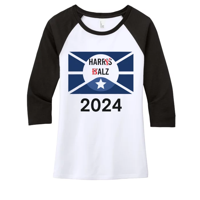 Funny Harris Walz 24 Harry Balz 2024 Meme Democratics Vote Women's Tri-Blend 3/4-Sleeve Raglan Shirt