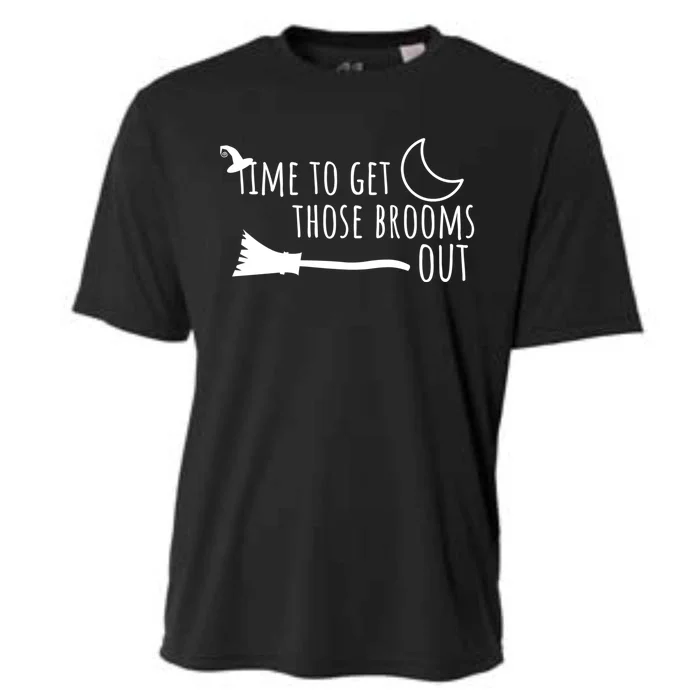 Funny Halloween Witch Graphic Time To Get Those Brooms Out Gift Cooling Performance Crew T-Shirt