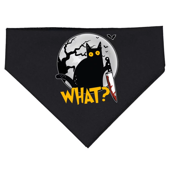 Funny Halloween What Killer Black Cat With Knife USA-Made Doggie Bandana