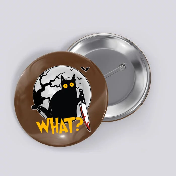 Funny Halloween What Killer Black Cat With Knife Button