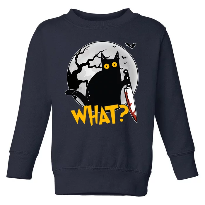 Funny Halloween What Killer Black Cat With Knife Toddler Sweatshirt