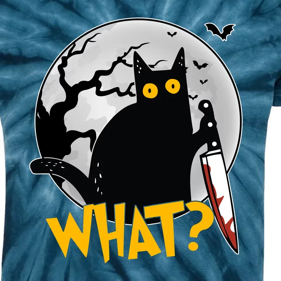 Funny Halloween What Killer Black Cat With Knife Kids Tie-Dye T-Shirt