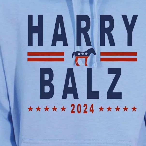 Funny Harris Walz 24 Harry Balz 2024 Meme Democratics Vote Unisex Surf Hoodie