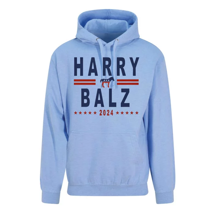 Funny Harris Walz 24 Harry Balz 2024 Meme Democratics Vote Unisex Surf Hoodie