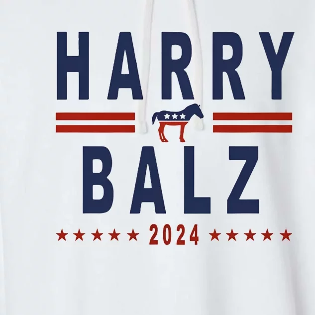 Funny Harris Walz 24 Harry Balz 2024 Meme Democratics Vote Garment-Dyed Fleece Hoodie