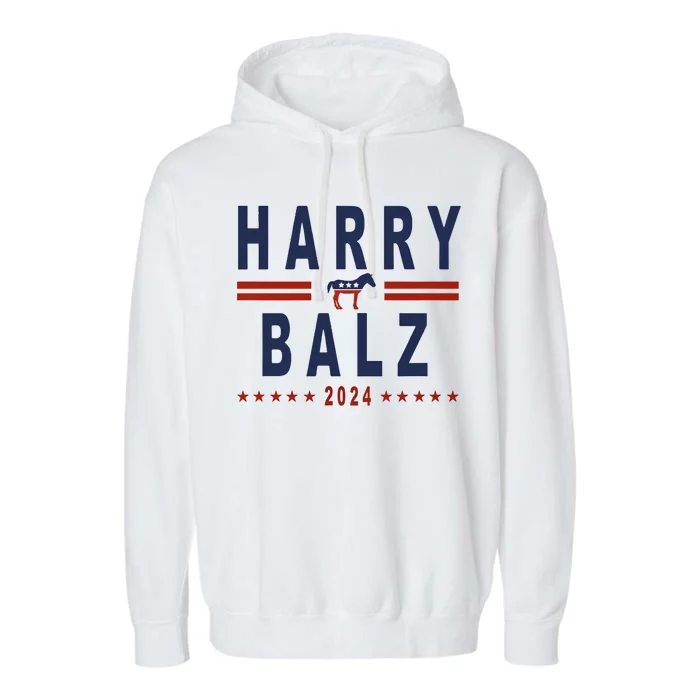 Funny Harris Walz 24 Harry Balz 2024 Meme Democratics Vote Garment-Dyed Fleece Hoodie