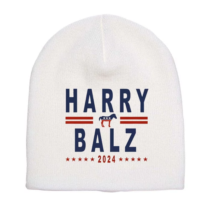 Funny Harris Walz 24 Harry Balz 2024 Meme Democratics Vote Short Acrylic Beanie