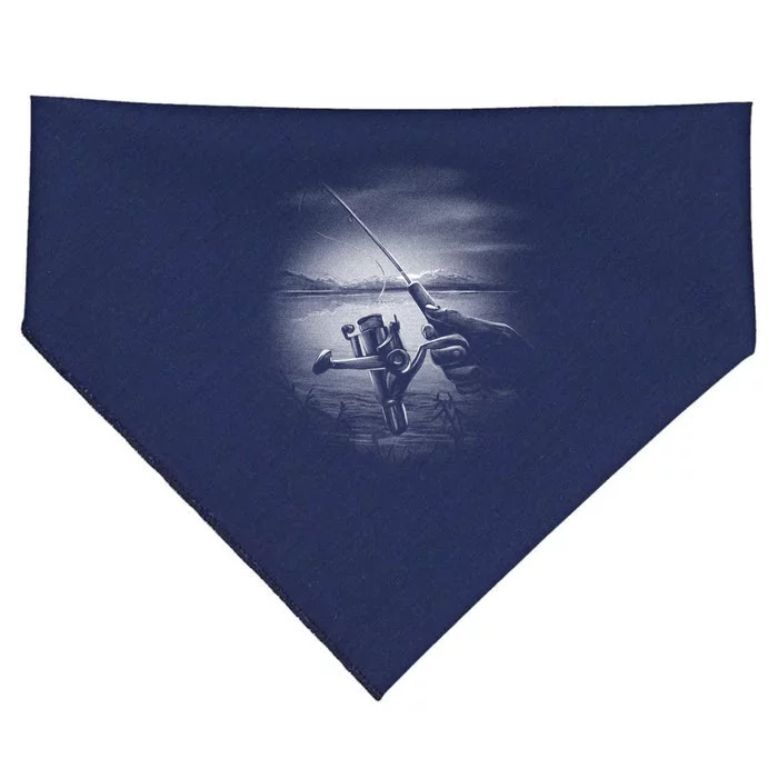 Fishing Hand With Reel Monochromatic USA-Made Doggie Bandana