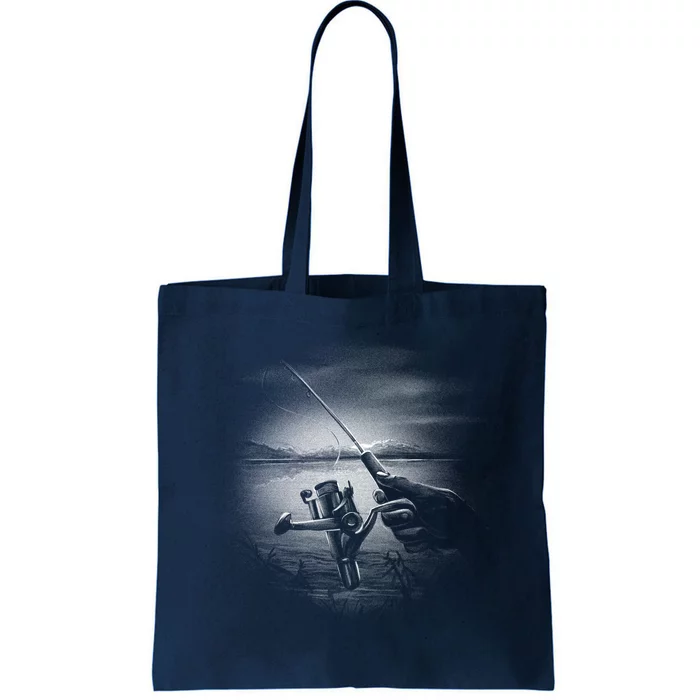 Fishing Hand With Reel Monochromatic Tote Bag