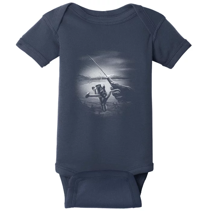 Fishing Hand With Reel Monochromatic Baby Bodysuit